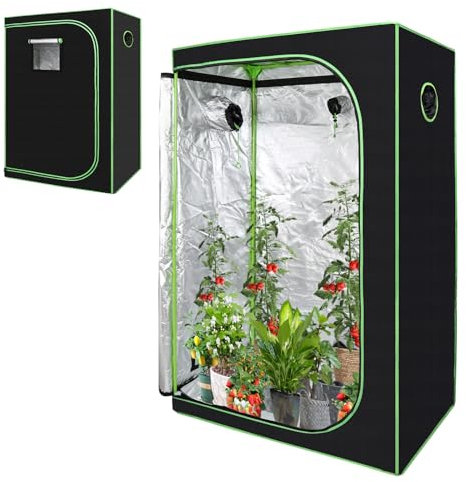 Daromigo Schwarzes-Grünes Growzelt 120 * 60 * 180cm Indoor-Gewächshaus für Pflanzen Zuchtzelte mit Belüftung und Reflektierende Mylar Homegrowing Pflanzenzucht Zelt Growschrank
