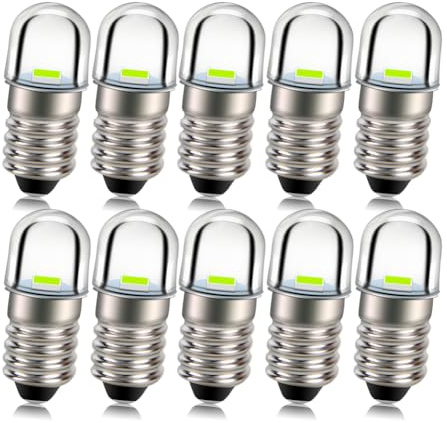 Ruiandsion E10 LED Torch Light Bulb 12V Super Bright Green 2835 1SMD Chips LED Replacement Bulb for Candles Lights Home Bedroom Office Decor Lights Pack of 10
