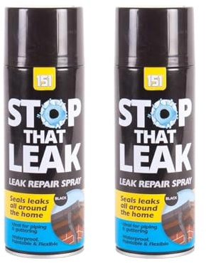 GSV Essentials Leak Repair Spray, Seal Leaks All Around the Home, Ideal for Piping & Guttering, Waterproof, Paintable & Flexible, Easily Stop Leakage, 400ml (2 PCS)