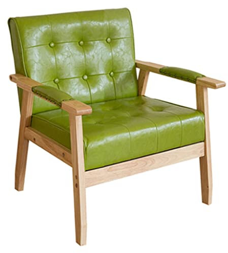 Moderner grüner Ledersessel aus der Mitte des Jahrhunderts für Wohnzimmer und Esszimmer, Knopf, getuftetes Flügelrücken-Design und Armlehnen, stilvoller Lesesessel für Schlafzimmer und Empfangsbereich