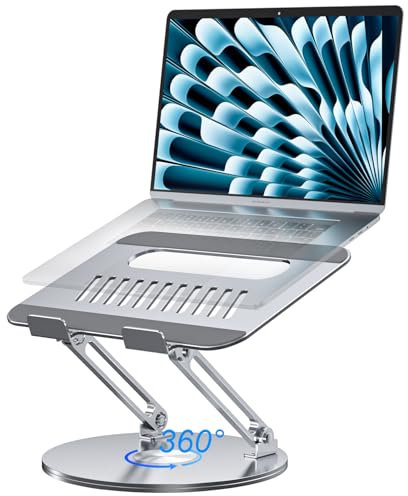 Laptop Stand for Desk with 360° Swivel Base, Multi-Angle Adjustable Laptop Riser for Work, Foldable & Portable Laptop Holder Mount for MacBook Air/Pro, Dell, HP, Lenovo, Notebooks Computer (10”-16”)