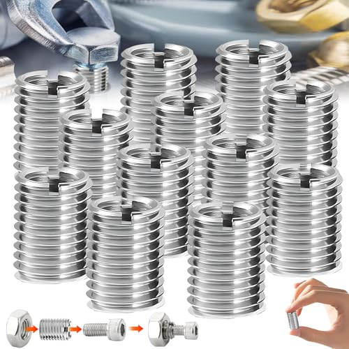 lankai 12 Stück Gewindeeinsatz, Edelstahl Gewindeeinsatz Schraube, M10 Gewindeeinsatzschraube, Gewindeeinsatz Schraube, Edelstahl Reparatureinsatz, Für Möbelprojekte Automobilen Mechanischen Geräten