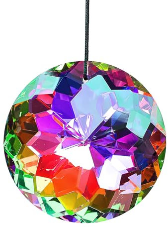 Sfera di prisma di cristallo arcobaleno, acchiappasole in vetro colorato AB, ornamenti da appendere, arcobaleno, cristallo Suncatcher, per casa e giardino, decorazione artigianale (75 mm)