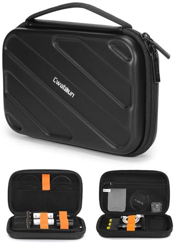 Cwatcun Hard Shell Lens Filter Case, Camera Accessories Organizer Travel Case, Hardshell Waterproof Double Layers All-in-One Electronic Organizer for ND UV CPL Filter Pouch, Power Bank, SD Card