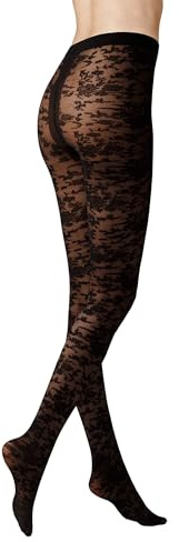 KUNERT Damen Strumpfhosen Floral Citynight Blumenmuster 30 DEN Black 0500 44-46