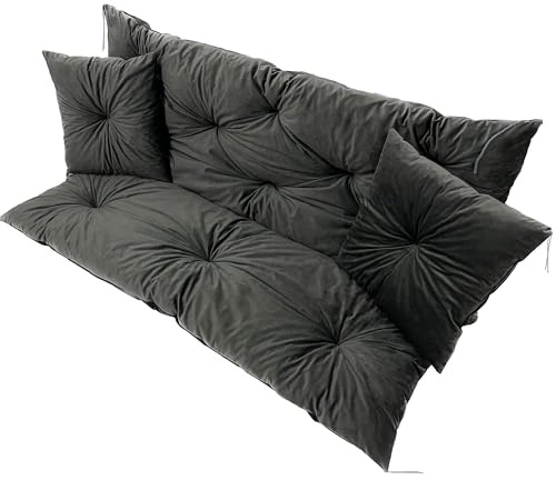 EDANTI Hollywoodschaukel Auflage Set Sitzauflagen Gartenmöbel Gartenkissen Sitzkissen Bankauflage Wasserdichtes Schaukelkissen +2X Kleinere Kissen (180x60x50cm)