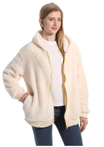 FELOVE Felpa con Cappuccio e Zip in Pile Giacca Corta Invernale Fodera in Morbido Pile Comodo Maglione Autunnale Abbigliamento Casual Caldo per Adulti, Uomini, Donne, Adolescenti