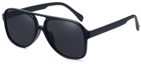AOOLIA Retro Pilotenbrille Sonnenbrille Herren Damen, UV400-Schutz Polarisierte Sportbrille klare Sicht (Schwarz)