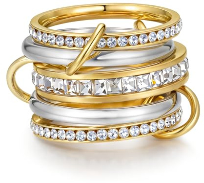 YeGieonr Stapelringe Gold – 14K Vergoldete Ringe Edelstahl, Waterproof Gold Ring Stack, Damen Jewelry Schmuck für Women's Rings