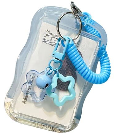 TEMOOUES Pochettes pour cartes transparentes avec motif étoile, résistantes à l'eau, protecteur pour carte de bus, pochettes pour cartes de crédit, protecteur de cartes, Bleu, 110 x 73 mm, Moderne