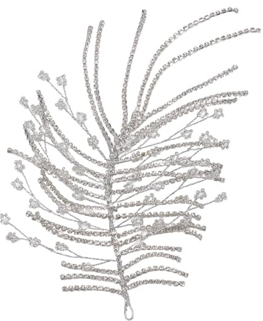 NICENEEDED Bandeau de Mariée en Cristal Postiches Latérales en Strass Argentés pour Femmes Accessoires de Cheveux Bohèmes Vintage pour Demoiselles d'honneur