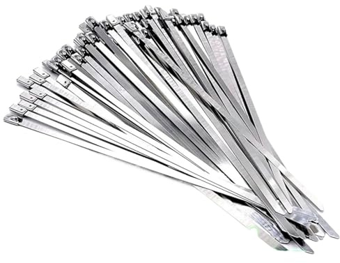 SynapSYA Bridas Metalicas Inoxidables Bridas metálicas de Acero Inoxidable for Escape, 10, 20 y 100 Unidades, con Revestimiento de Metal y Cierre de Cremallera, multifuncionales.(10PCS,4.6x550mm)