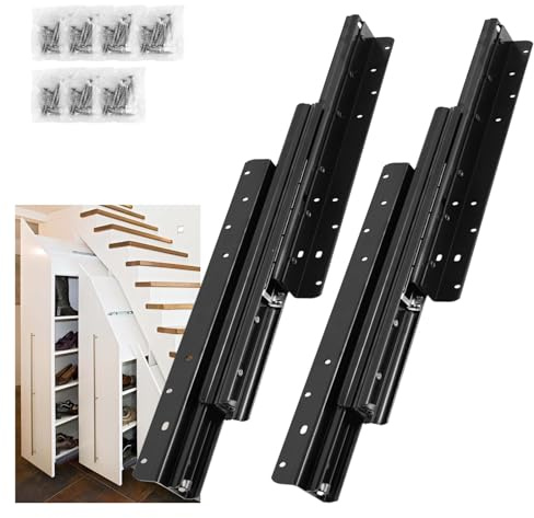 YJINGRUI Montaggio a pavimento per carichi pesanti, 800 mm - 1850 mm, guide per cassetti, cuscinetti a sfera in metallo, adatto per scale, armadi e armadi, portata 120 kg, 1 coppia