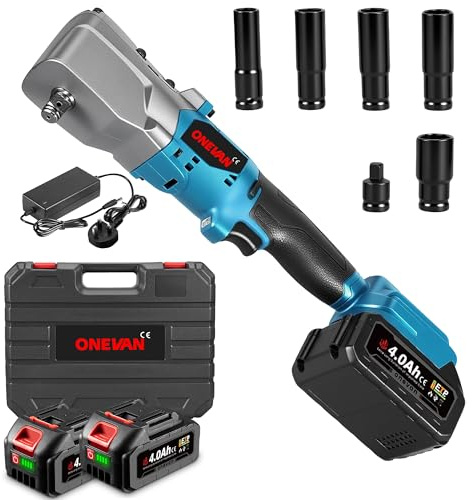 Electric Ratchet Cordless Ratchet Wrench - 300N.m(221ft·lbs) Max Torque, 1/2 Brusless Battery Ratchet with LED Light, 2*3.0Ah Battery, 5 Sockets, 1*Durable Case, for Vehicle and Industrial Use