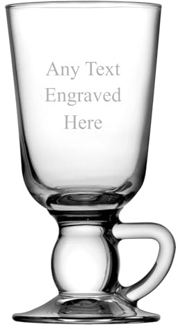 1stclassgifts [Custom] Personalised Engraved Base Handled Irish Coffee Glass 10oz (28cl) Birthday Wedding Anniversary Retirement Christmas
