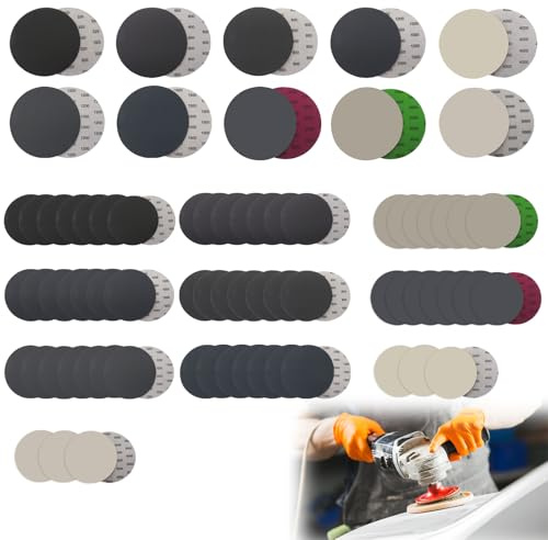 72 PCS 125mm Sanding Discs, Wet and Dry Sanding Discs for Orbital Sander, 320/600/800/1000/1200/1500/2000/3000/4000/5000 Granularity for Polishing Wood Metal Jewelry Cars