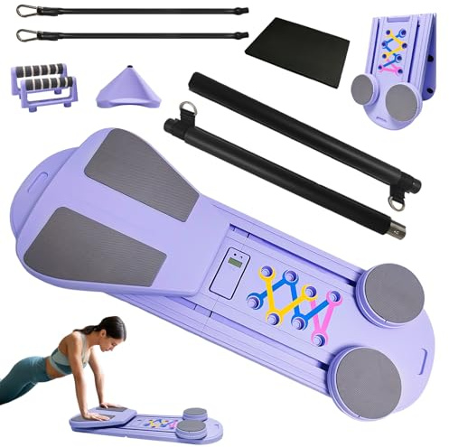 Pilates Board Upgraded Pilates Reformer Machine, Pilates Board Pilates Reformer Set Ab Roller Trainingsgerät Full Body Workout Equipment for Homegym (D)