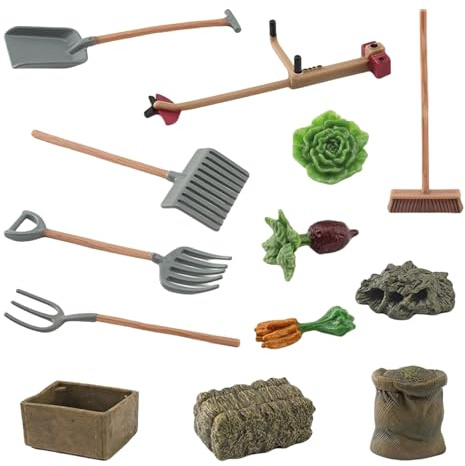13 pezzi Fattoria Paletta Strumento e Figure in Miniatura Set Per Case Bambole Scena Giardino Decorazioni Esterni Modello Case Delle Bambole Decorazioni Fattoria
