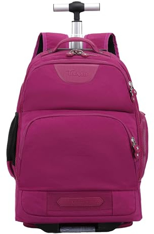 House Of Leather Convertible Rolling Laptop Backpack, Wheeled Travel Rucksack, Multiple Colour Options, Large Capacity School Business Trolley Bag Jetmax (Purple)
