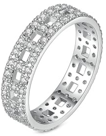 Ayoiow Weißgold Eheringe, Hohl Diamant Vorsteckring Weissgold 750, Weissgold Eheringe für Freundin
