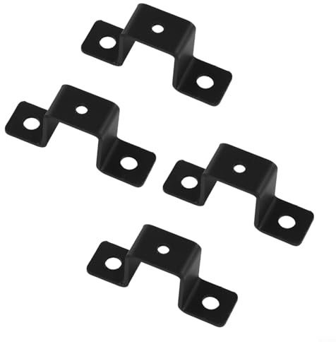 Lot de 4 supports de tuyau carrés robustes en forme de U - En acier au carbone - Connecteur de tuyau noir pour balustrade - Collier de serrage de tuyau d'extérieur (4 pièces, 2,5 cm)