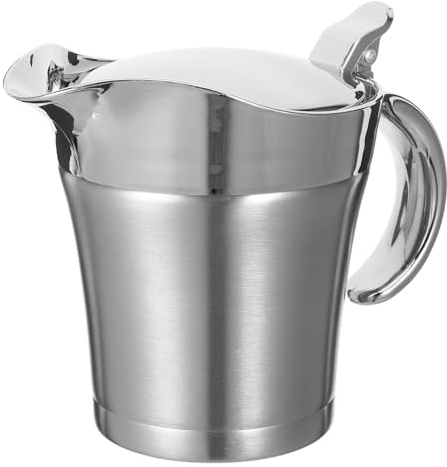 TIKODIDA Saucière Isotherme en Inox 450 Ml Double Paroi pour Maintien Chaleur Pichet à Sauce pour Steak et Viande Versement Précis et Utilisation en Restauration Domicile