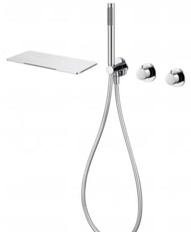 XJTNLB Miscelatore Vasca da Bagno a Cascata con Doccetta Cromato Rubinetto Doccia Bagno Miscelatore Doccia Incasso con Deviatore in Ottone