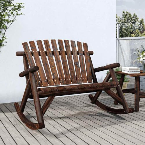 Mokuyary 2-sits gungbänk trädgård 123 x 96 x 102 cm uteplats | massivt trä gran utomhusbänk, möbler för förändring, terrass, veranda, pergola, balkong