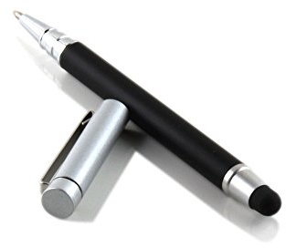 Slabo Stylus Pen für Smartphone/Phablet/Tablet Eingabestift und Kugelschreiber Touch Stift – schwarz/Silber