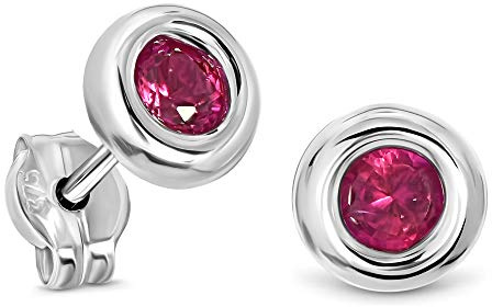 Miore Ohrringe Damen Gold, 9 Karat 375 Weißgold/Gelbgold Ohrstecker Solitär Rubin/Smaragd/Saphir/Zirkonia Schmuck Damen Handgemacht