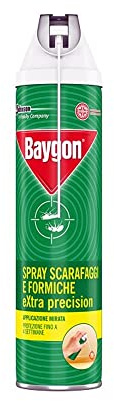 Baygon Spray con pajita extra precisión contra cucarachas y hormigas, 2 paquetes de 400 ml, protección continua hasta 4 semanas