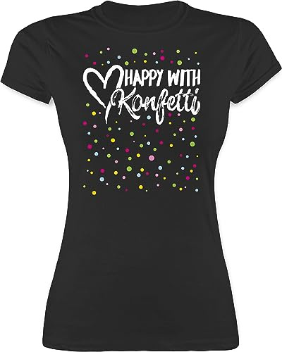 Shirtracer - Shirt Damen - Karneval & Fasching - Happy with Konfetti