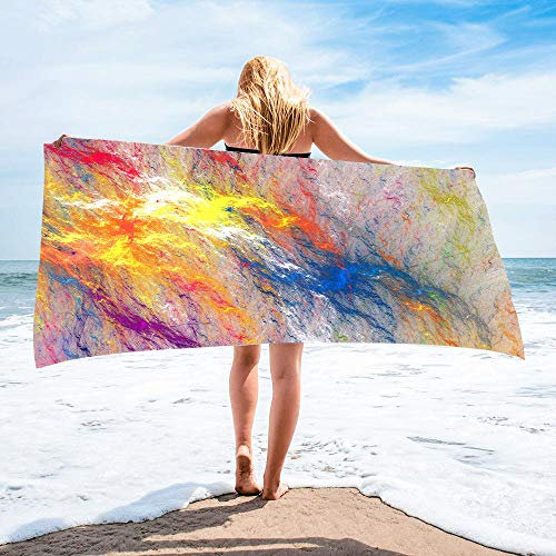 Treer Microfaser Strandtuch, Rechteckig Sunscreen Badetuch Praktische Strandlaken Handtuch Campingdecke Yoga Sporthandtuch für Fitness Sauna Strand Pool (75x150cm,Gelber Marmor)