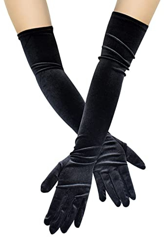 Guanti di velluto lunghi delle donne, guanti caldi super lunghi, guanti di Flapper Gatsby degli anni '20, guanti elastici del banchetto di sera del costume