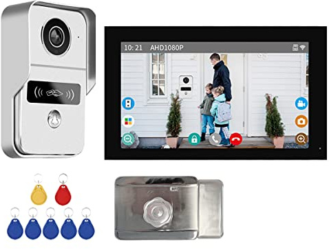 Wireless Video Doorbell Intercom with 7 inch Touch Monitor System,1080P Video Entry Doorphone Door Camera with Lock,TUYA WiFi Smart Home Video Intercom Kits for Home Apartment