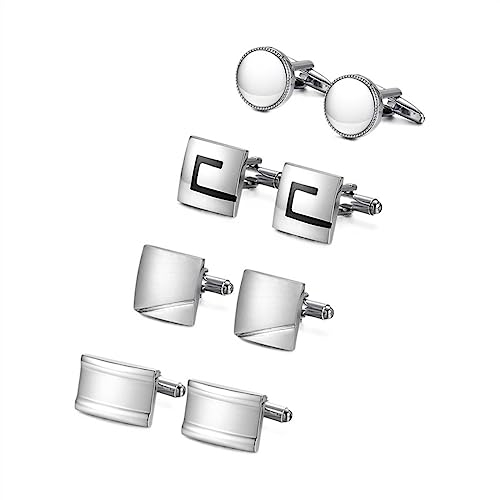 Krawattenklammern for Männer, personalisierte Krawattenklammer, 4 Paar Manschettenknöpfe, Herren-Hemd-Manschettenknöpfe, Hochzeitsgäste, Ehemann, Schmuck, Business-Krawattenklammer ( Color : 15-1SIZE