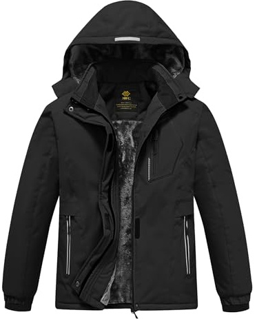 MoFiz Giacca Invernale Bambina Giacca sci Bambina Piumino Impermeabile Pile Antivento Giacche Ragazze Giacca In Softshell Con Cappuccio Nero L