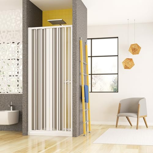 Porte de douche en niche en PVC blanc h185-130