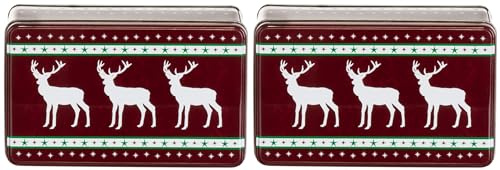 Brandsseller 2er Set Keksdose Rentier Weihnachtsdose Plätzchendose Gebäckdose Metall