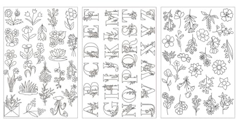 WeddHuis 3 Blatt Stickvorlagen Wasserlöslich Stickvlies Wasserlöslich Für Stickereien AuflöSbares Sticktransferpapier Für DIY HandnäHliebhaber Stickerei HandnäHen (Verschiedene Blumenmuster)