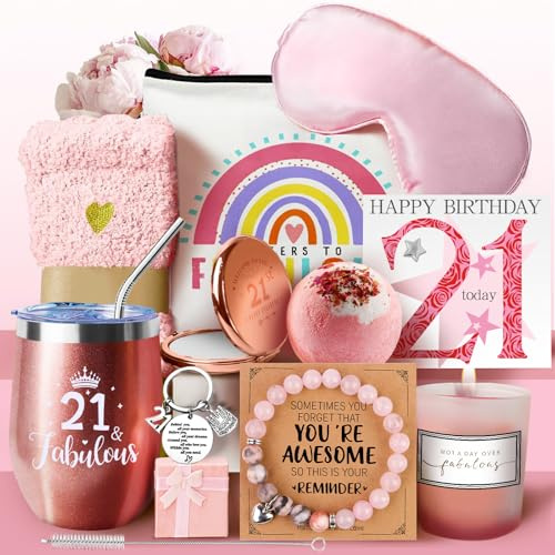 WULAIHO Panier cadeau d'anniversaire pour elle de 21 ans, panier cadeau pour filles, meilleures amies, sœurs, filles, femmes, femmes nées en 2003
