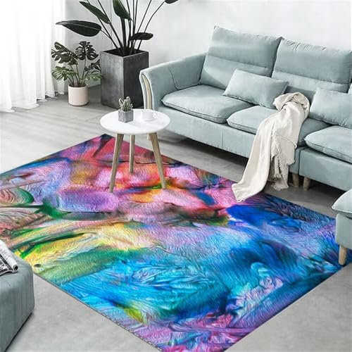 RUGMRZ Läufer Flur rutschfest Abstrakte Geometrie Moderner Bereich Indoor Short Pile Anti Rutsch Kinderteppiche Farbe Teppich Regenbogen Kinderzimmer Dekoration Wohnung Modern Läufer Flur rutschfest