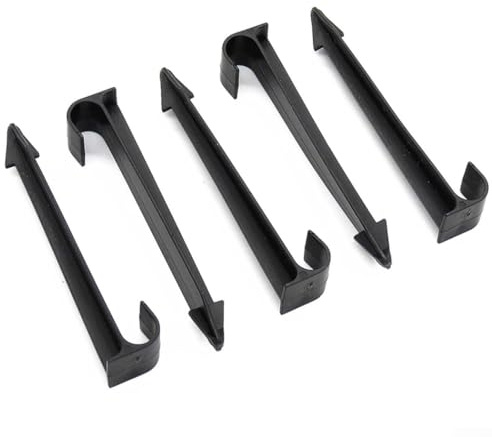 Zilimontt Clavijas de fijación, estacas de plástico para tuberías de polietileno de 16 mm, sistema de riego por goteo, soporte de tubo de manguera, accesorios de equipo de riego de césped negro, 50