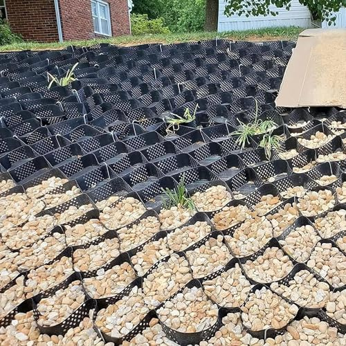 Caillebotis en plastique Grille de gravier de stabilisateur de grille de sol de stabilisateur de grille de mur de soutènement de jardin, grille géo for allée/pente raide/murs de soutènement Cailleboti