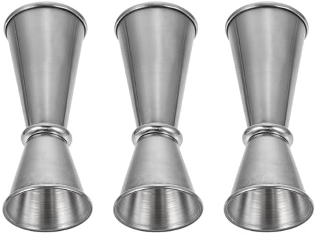 TOGEVAL 3pcs Stainless Steel Double End Cocktail Jiggers 30/65ml Bartending Measuring Cups Double Ounce Wine Jigger for Home Bar and Professional Mixology