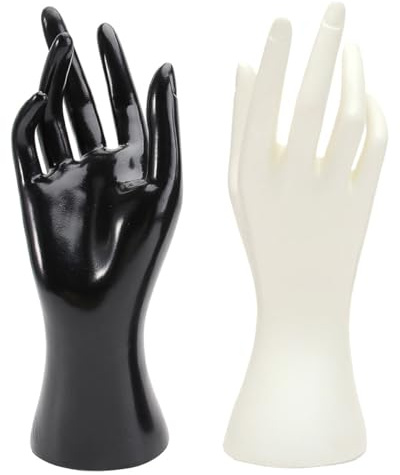 Ciieeo Maniquí de Mano Femenino 2 Piezas (Color Claro y Negro) para Exhibición de Joyas, Soporte Resistente de PVC y Vinilo, Estante Portátil Adecuado para Anillos y Color Aleatorio