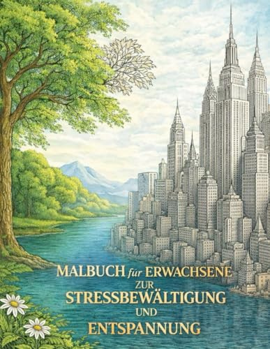 Malbuch für Erwachsene zur Stressbewältigung und Entspannung Detaillierte Mandalas, Naturmotive und Stadt-Skylines: Detaillierte Mandalas, Naturmotive, Ranches und Stadt-Skylines