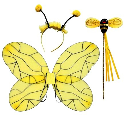 FashionCha Bee Flügel Kinder Haarband Verkleidung Kostümflügel mit Komfortablem Polyester für Kostümpartys Bühnenrollen Faschingsfeiern Puppentheater, Und Stirnbandstab