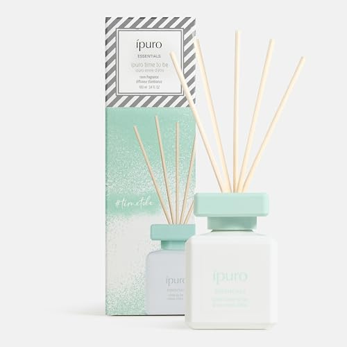 ipuro Essentials TIME TO BE Raumduft mit Stäbchen 100 ml - Raumerfrischer mit Orange, Mandarine, Zitrone, Apfel & Pfingstrose Duft Aroma - Diffuser mit Stäbchen - Lufterfrischer für die Wohnung