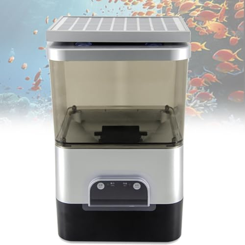 Dispensador de Alimentos para Peces Alimentado por energía Solar, Gran Capacidad de 10 l, Resistente a la Lluvia, para estanques y acuarios, Compatible con WiFi y Carga Solar.